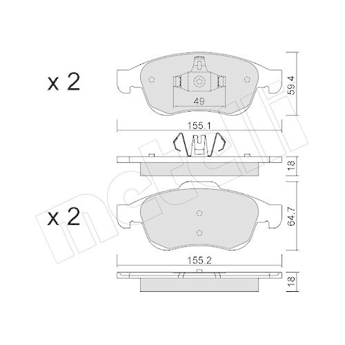 Bremsbelagsatz Scheibenbremse Metelli 22-0817-0 f&uuml;r Citro&euml;n Nissan Peugeot Dacia