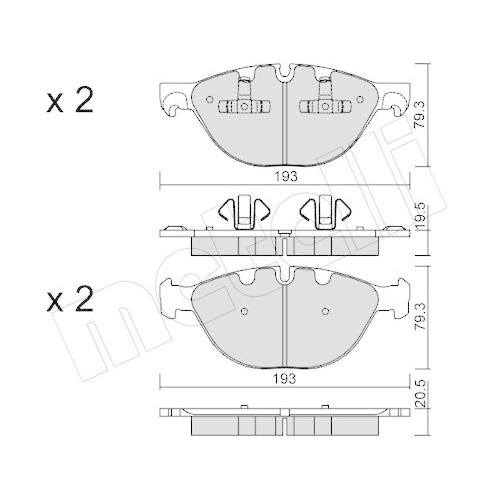 Bremsbelagsatz Scheibenbremse Metelli 22-0823-0 f&uuml;r Bmw Vorderachse