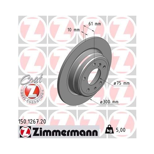 Bremsscheibe Zimmermann 150.1267.20 Coat Z f&uuml;r Bmw Hinterachse