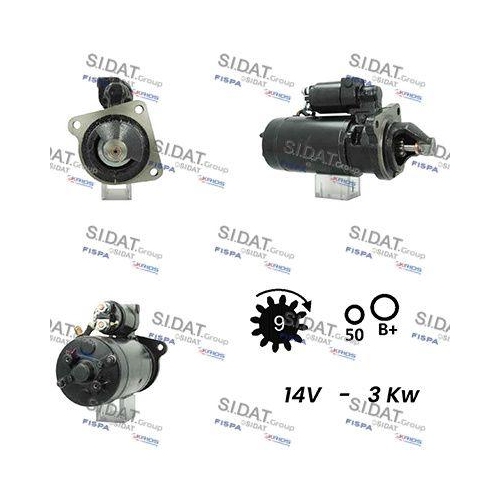Starter Sidat S12BH0660A2 f&uuml;r Alfa Romeo Fiat Honda Lancia Renault