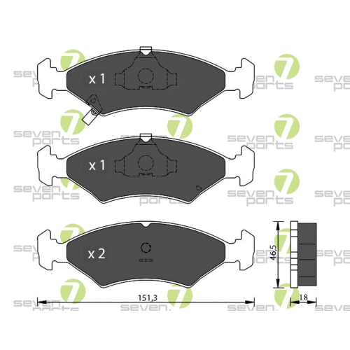 Bremsbelagsatz Scheibenbremse 7 Seven Parts SVP20390 für Kia 1. Vorderachse