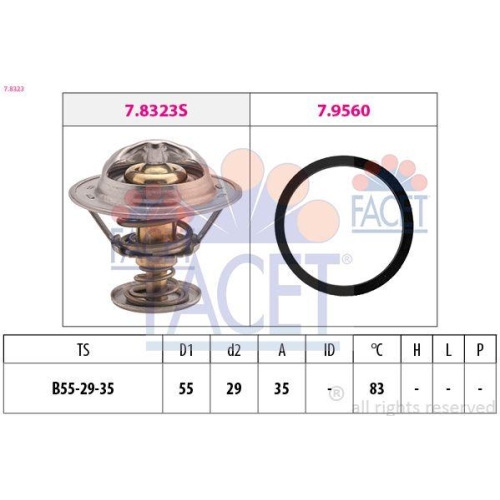 Thermostat Coolant Facet 7.8323 Made In Italy - Oe Equivalent for Citro&euml;n Fiat