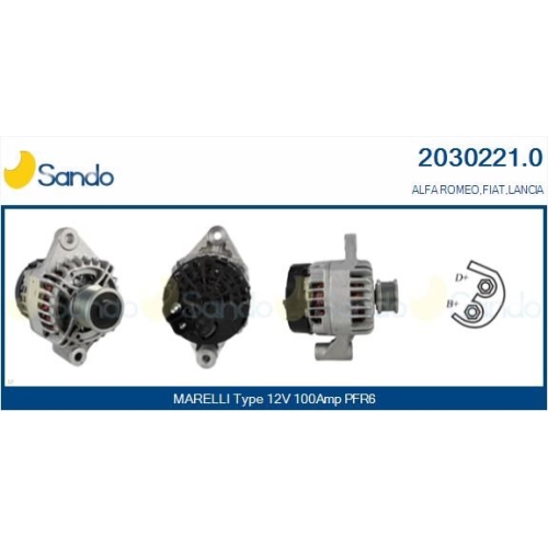 Generator Sando 2030221.0 für Alfa Romeo Fiat Lancia