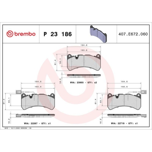 Bremsbelagsatz Scheibenbremse Brembo P23186 Prime Line f&uuml;r Alfa Romeo Maserati