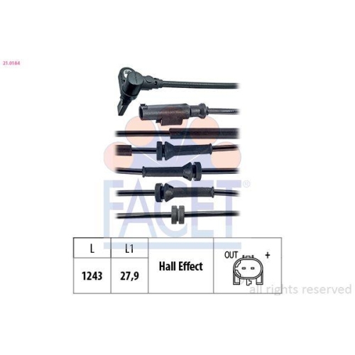 Sensor Raddrehzahl Facet 21.0184 Made In Italy - Oe Equivalent f&uuml;r Fiat Jeep