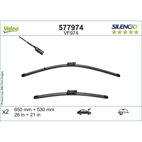 Wischblatt Valeo 577974 Silencio Flat Blade Set f&uuml;r Porsche VW Land Rover Vorne