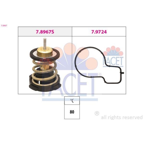 Thermostat K&uuml;hlmittel Facet 7.8967 Made In Italy - Oe Equivalent f&uuml;r Audi Seat