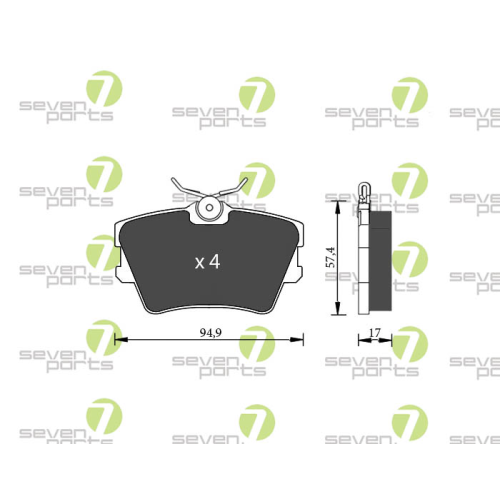 Bremsbelagsatz Scheibenbremse 7 Seven Parts SVP20200 f&uuml;r Audi Seat Skoda Vag VW