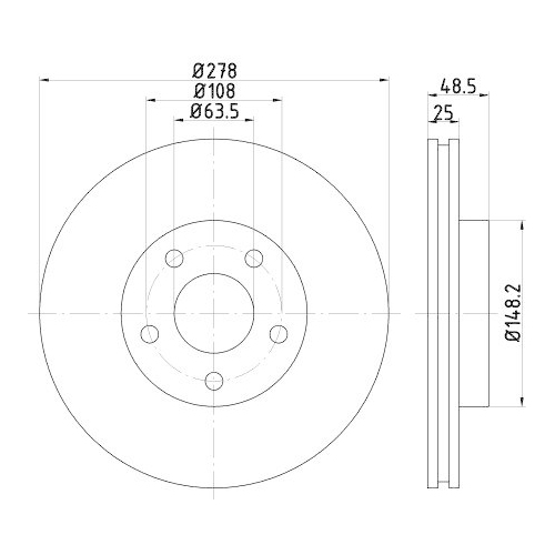 Bremsscheibe Hella 8DD 355 128-461 Pro High Carbon f&uuml;r Ford Volvo Ford (changan)