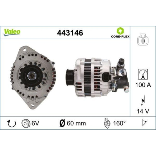 Generator Valeo 443146 Valeo Core-flex f&uuml;r Honda Isuzu Opel Vauxhall Hitachi