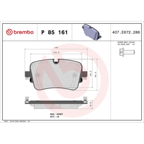 Bremsbelagsatz Scheibenbremse Brembo P85161 Prime Line für Audi Seat Skoda VW