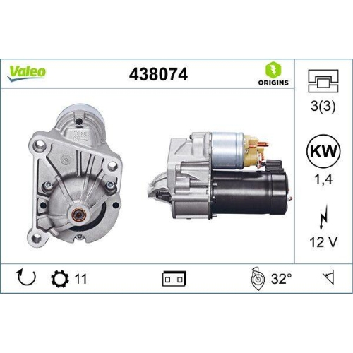 Starter Valeo 438074 Valeo Origins New Oe Technologie für Opel Renault Vauxhall
