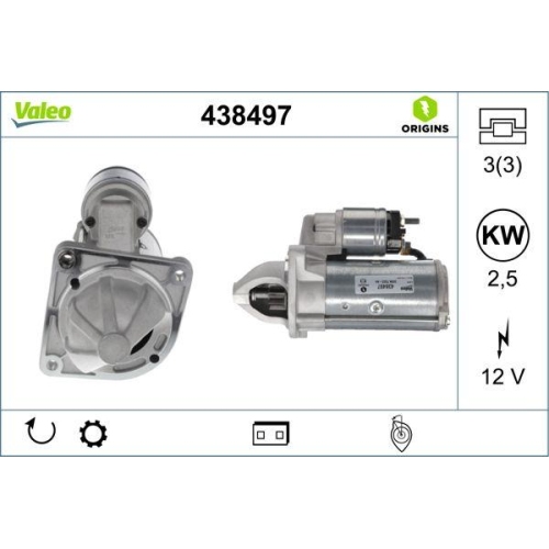 Starter Valeo 438497 Valeo Origins New Oe Technologie für Citroën Fiat Iveco