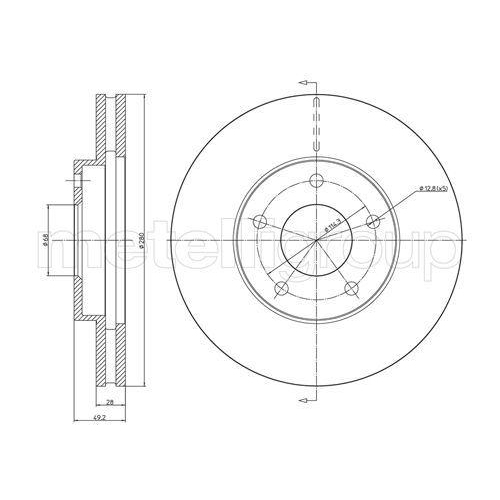 Brake Disc Metelli 23-0764C for Nissan Front Axle