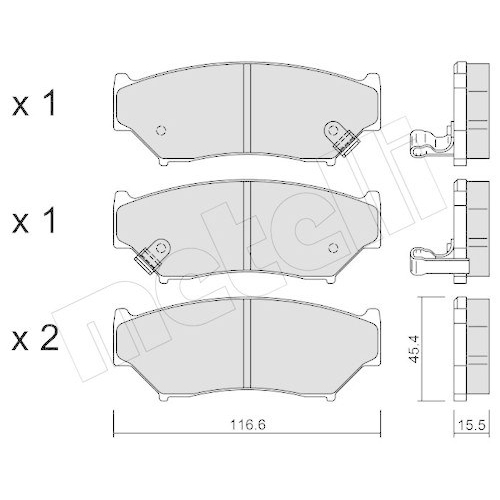Brake Pad Set Disc Brake Metelli 22-0136-0 for Suzuki Front Axle