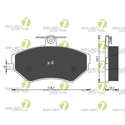 Bremsbelagsatz Scheibenbremse 7 Seven Parts SVP19320 f&uuml;r Audi Seat Skoda Vag VW