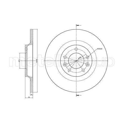 Brake Disc Metelli 23-0795C for Citro&euml;n Peugeot Rear Axle