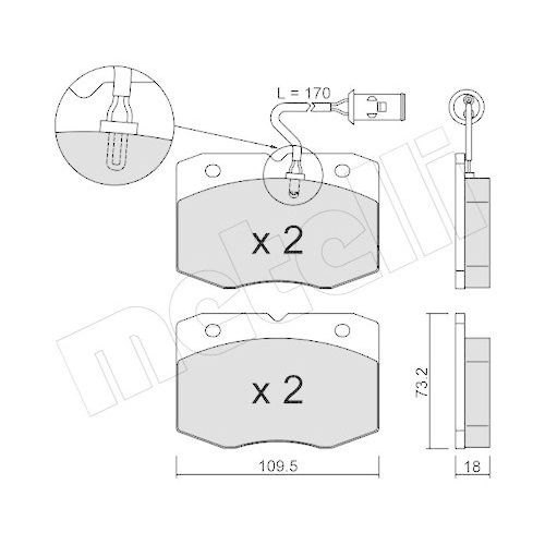 Bremsbelagsatz Scheibenbremse Metelli 22-0139-0 für Iveco Vorderachse