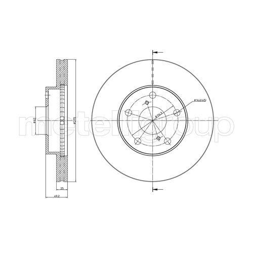 Bremsscheibe Metelli 23-0801C f&uuml;r Toyota Vorderachse