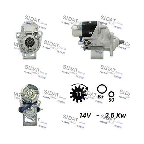 Starter Sidat S12DE0534A2 f&uuml;r Isuzu Daewoo Hitachi Caterpillar