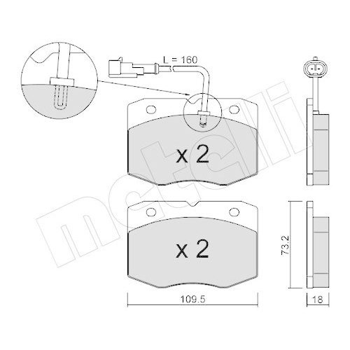 Bremsbelagsatz Scheibenbremse Metelli 22-0139-1 f&uuml;r Iveco Effedi Vorderachse