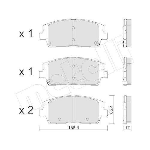 Bremsbelagsatz Scheibenbremse Metelli 22-1244-0 f&uuml;r Hyundai Kia Vorderachse