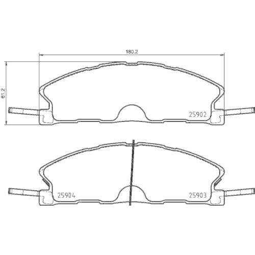 Bremsbelagsatz Scheibenbremse Hella 8DB 355 025-071 f&uuml;r Ford Ford Usa Lincoln