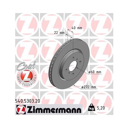 Brake Disc Zimmermann 540.5303.20 Coat Z for Suzuki Front Axle