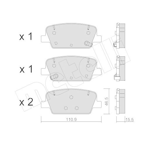 Bremsbelagsatz Scheibenbremse Metelli 22-1283-0 f&uuml;r Hyundai Hinterachse