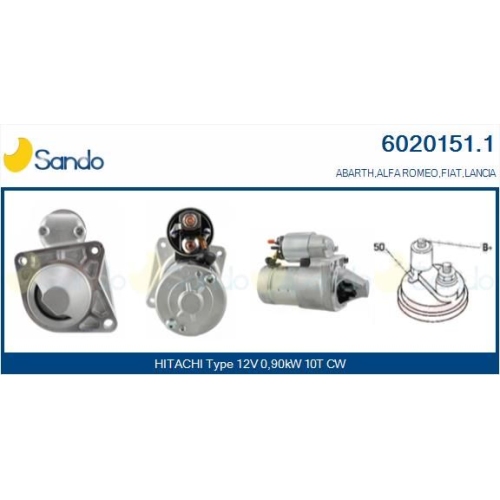 Starter Sando 6020151.1 für Alfa Romeo Fiat Lancia Hitachi