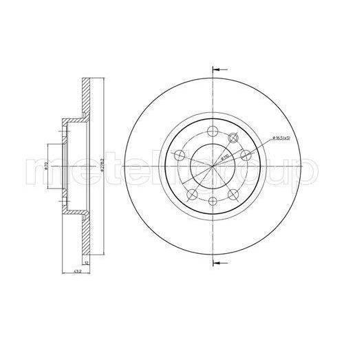 Bremsscheibe Metelli 23-0862C f&uuml;r Alfa Romeo Fiat Jeep Hinterachse