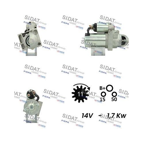 Starter Sidat S12DR0307A2 für General Motors Ampere