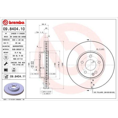 2X Brembo Bremsscheibe Prime Line f&uuml;r Mercedes Benz
