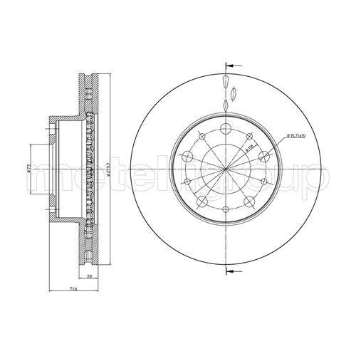 Bremsscheibe Metelli 23-0884C f&uuml;r Citro&euml;n Fiat Peugeot Vorderachse