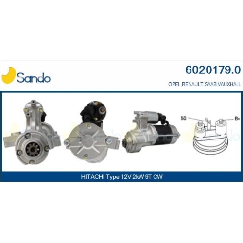 Starter Sando 6020179.0 f&uuml;r Isuzu Renault Hitachi