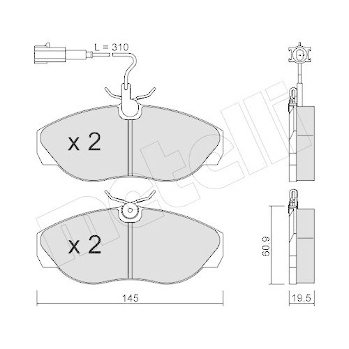 Bremsbelagsatz Scheibenbremse Metelli 22-0154-1 f&uuml;r Citro&euml;n Fiat Peugeot