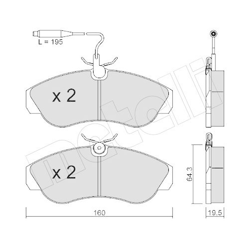 Bremsbelagsatz Scheibenbremse Metelli 22-0155-0 f&uuml;r Citro&euml;n Fiat Peugeot