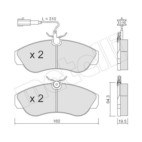 Bremsbelagsatz Scheibenbremse Metelli 22-0155-1 f&uuml;r Citro&euml;n Fiat Peugeot
