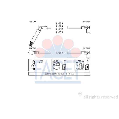 Ignition Cable Kit Facet 4.7195 Made In Italy - Oe Equivalent for Opel