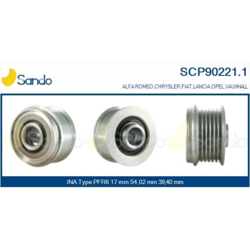 Riemenscheibe Generator Sando SCP90221.1 f&uuml;r Fiat Opel General Motors Ika