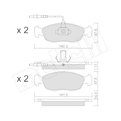 Bremsbelagsatz Scheibenbremse Metelli 22-0156-0 f&uuml;r Peugeot Vorderachse