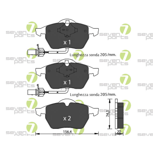 Bremsbelagsatz Scheibenbremse 7 Seven Parts SVP15645 f&uuml;r Audi Seat Skoda Vag VW