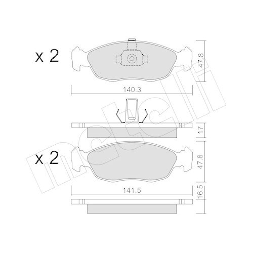 Bremsbelagsatz Scheibenbremse Metelli 22-0156-1 f&uuml;r Citro&euml;n Peugeot Vorderachse