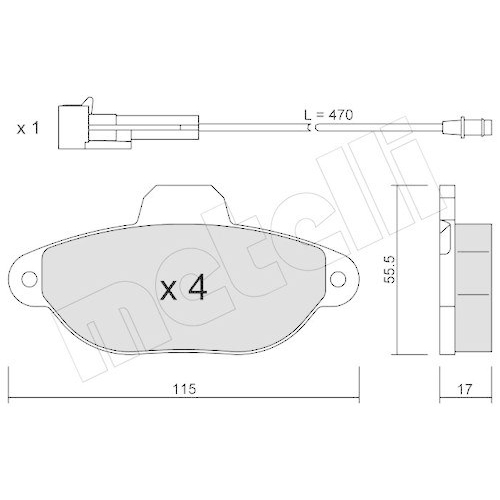 Bremsbelagsatz Scheibenbremse Metelli 22-0159-0 f&uuml;r Fiat Lancia Vorderachse