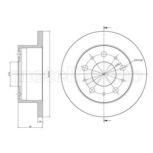 Bremsscheibe Metelli 23-0912C f&uuml;r Citro&euml;n Fiat Peugeot Hinterachse
