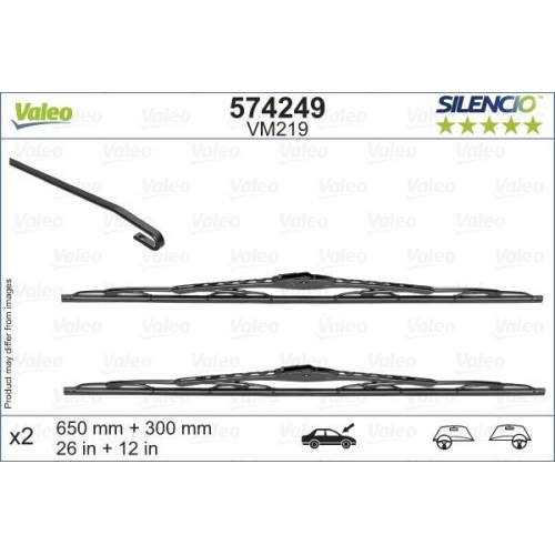 Wischblatt Valeo 574249 Silencio Conventional Set f&uuml;r Nissan Vorne