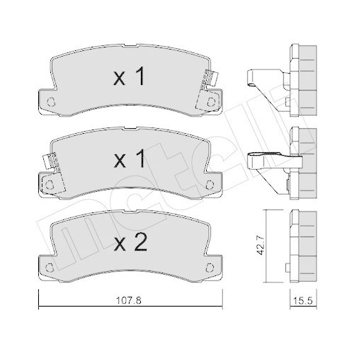 Brake Pad Set Disc Brake Metelli 22-0161-0 for Toyota Lexus Rear Axle