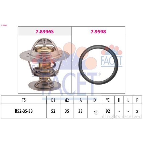 Thermostat K&uuml;hlmittel Facet 7.8396 Made In Italy - Oe Equivalent f&uuml;r Ford Mazda