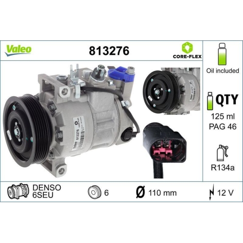 Kompressor Klimaanlage Valeo 813276 Valeo Core-flex f&uuml;r Audi Porsche Audi (faw)