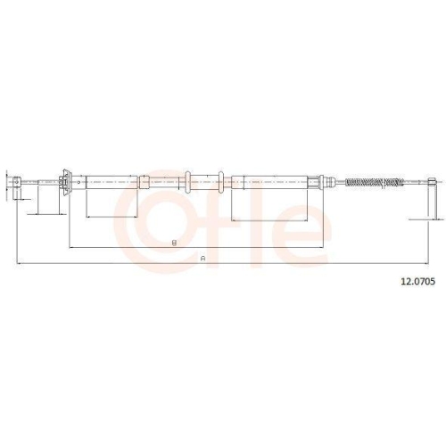 Seilzug Feststellbremse Cofle 12.0705 f&uuml;r Fiat Lancia Hinten Links Hinten Rechts